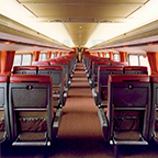 Amfleet II coach interior, 1980s.