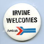"Irvine Welcomes Amtrak" button.