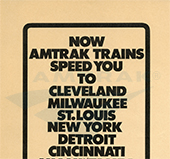 "Now Amtrak Trains Speed You To..." advertisement, 1971.