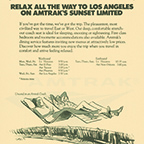"Relax All The Way To Los Angeles On Amtrak's <i>Sunset Limited</i>" advertisement, 1972.