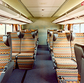 Superliner I lower level coach seating, 1980s.