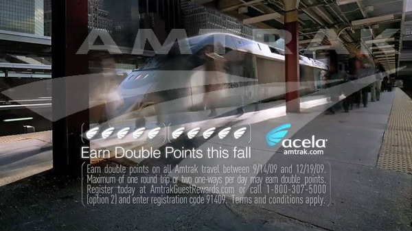 <i>Acela Express</i> "Double Points" advertisement.
