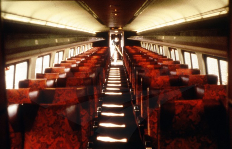 Amfleet coach car interior, 1970s.