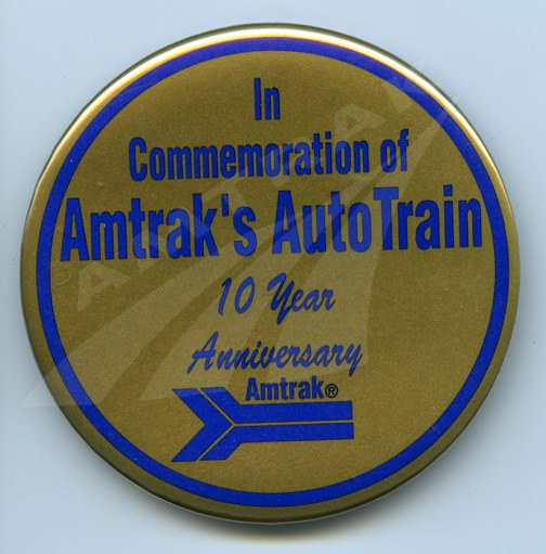 <i>Auto Train</i> 10 Year Anniversary button.