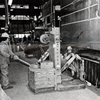 Carmen-welders working on a dining car, 1980.