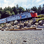 <i>Coast Starlight/Daylight</i> led by E9A locomotive No. 418, 1970s.