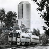 <i>Connecticut Valley Service</i> train departing Hartford, 1980s.