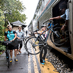 Cyclists at the Harpers Ferry station, 2015.