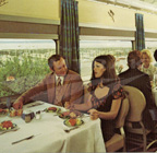 "Deluxe dining car" postcard, early 1970s.