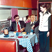 Dining car interior, 1976.
