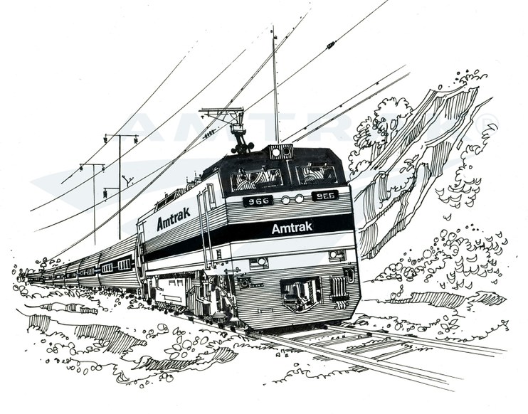 E-60 locomotive illustration, 1970s.