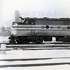 FL9 locomotive No. 491 in the snow, 1982.