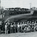 GG-1 locomotive No. 4935 at the Wilmington Shops, 1977.