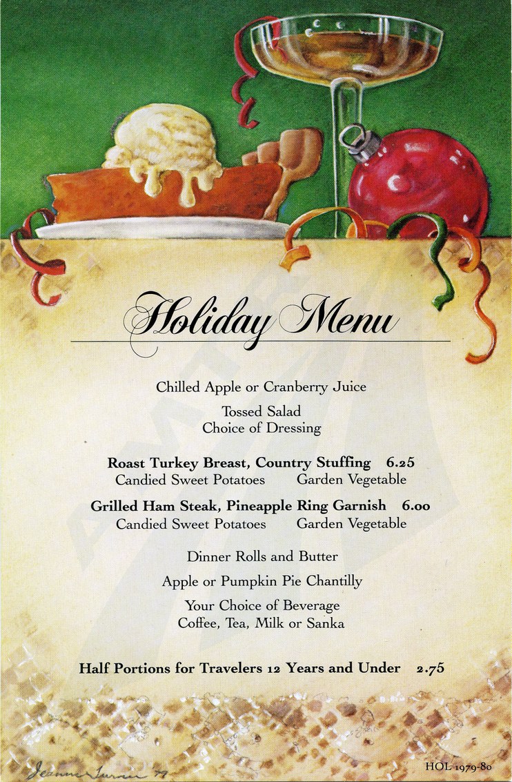 Holiday dinner menu, 1979-1980.