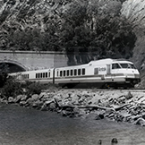 <i>Empire State Express</i> emerging from Cold Spring Tunnel, 1970s.