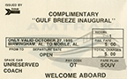 <i>Gulf Breeze</i> inaugural ticket, 1989.