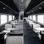 Lower level of a dome car, 1970s.