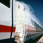LRC train showing the tilt functionality, 1980s.