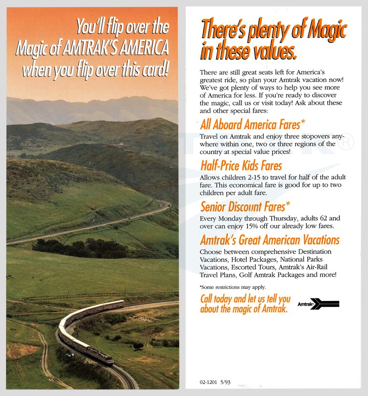 "Magic of Amtrak's America" flyer, 1993.