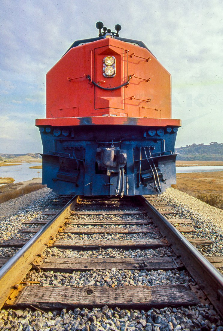 Nose of a SDP40F locomotive, 1970s.