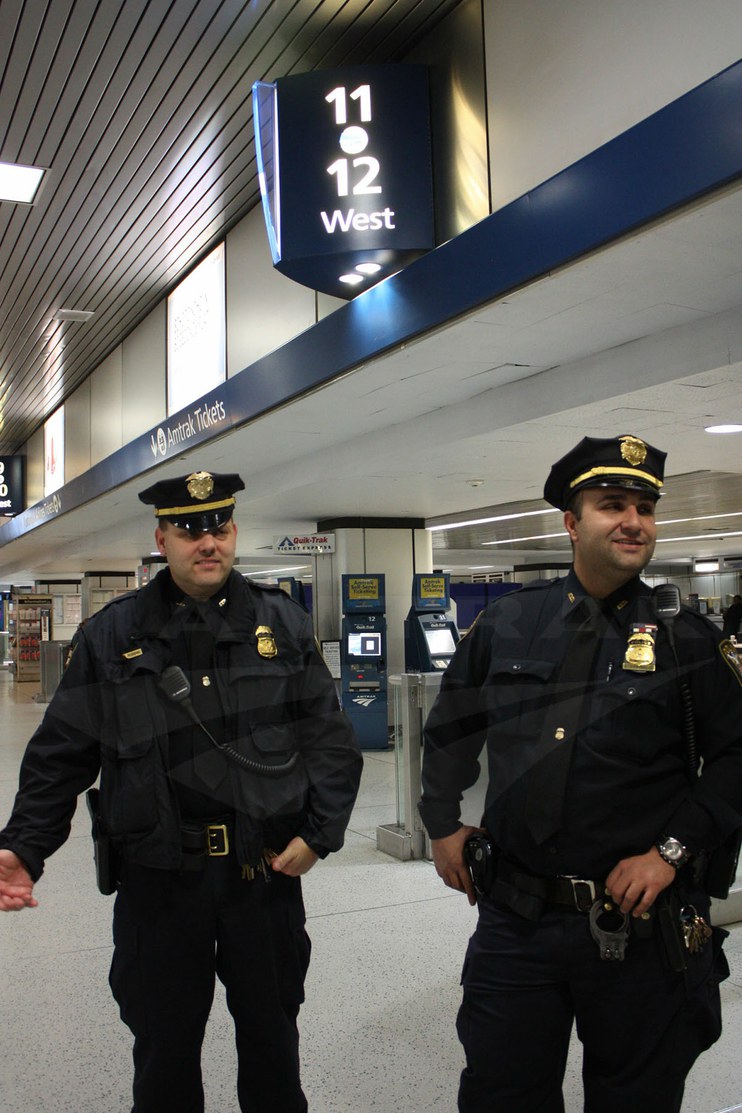 Officers patrolling New York Penn Station, 2010.