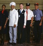 Onboard and Station Services employees in new uniforms, 2006.