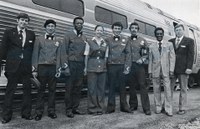 Onboard Service crew of the inaugural special <i>Pioneer</i>, 1977.