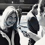 Passenger Service Representative Tricia Saunders being interviewed, 1972.