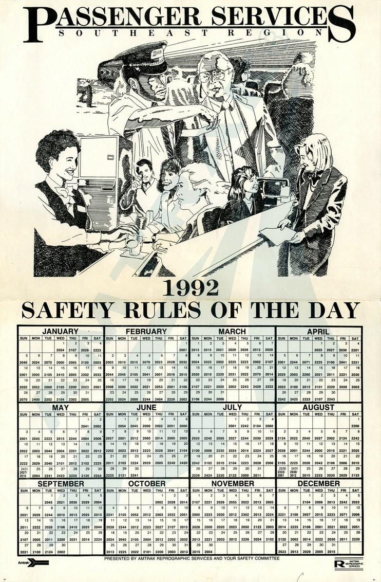 Passenger Services calendar, 1992.
