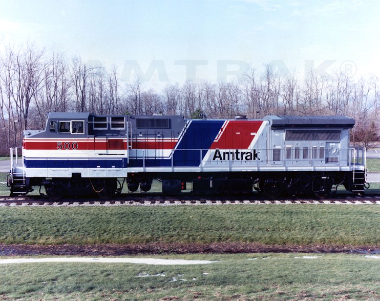 Side view of P-32-8 locomotive No. 500, 1990s.