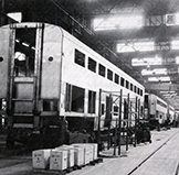 Superliner assembly at the Pullman Standard plant, 1977.