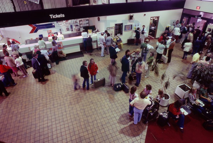 Ticket counter inside a new Type 300A station, 1980.