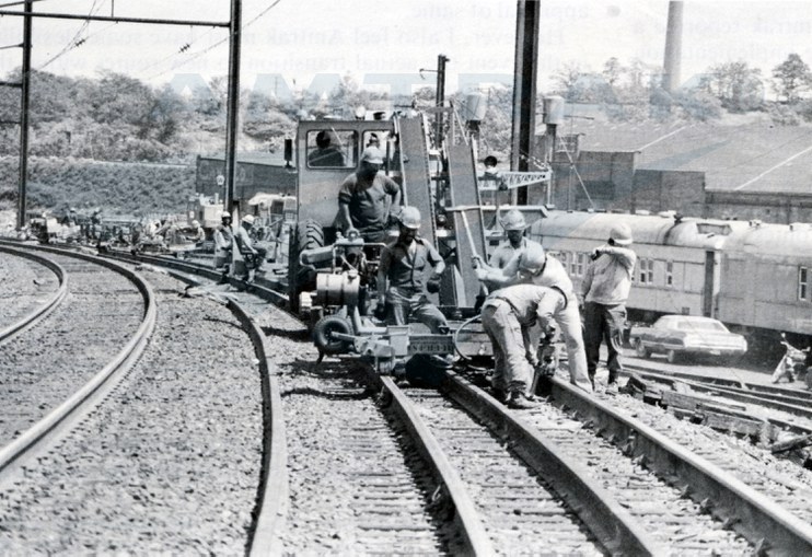 Track crew on the Northeast Corridor, 1979.
