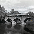 Train crossing the Farmington River Railroad Bridge, 1980s.
