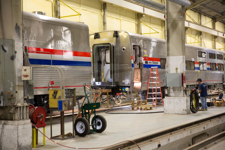 Viewliner II cars on the assembly line, 2013.