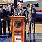 W. Graham Claytor, Jr. speaking at the Empire Connection inaugural, 1991.