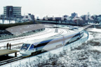 X2000 demonstration train in the snow, 1993.