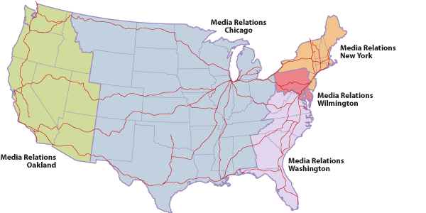 Amtrak Media Relations Map